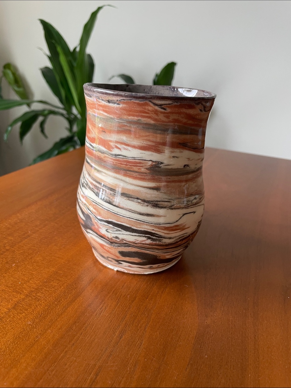 Marbled Ceramic mug Tumbler in Rust and Cream